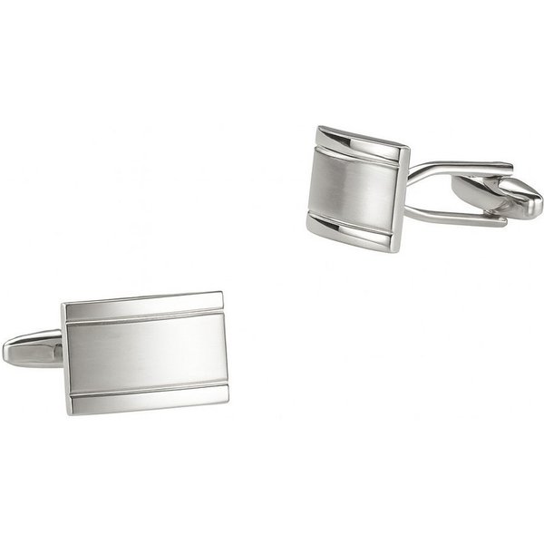 RAIKOU Manschettenknöpfe Gestreifte Edelstahl mit 925 Silber-Einlage (glänzend) (Set), 925er Silber-Einlage