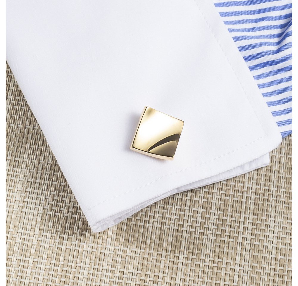 RAIKOU Manschettenknöpfe Quadratisches Design, Edelstahl in Silber/Gold, Glänzend poliert, Herren-Accessoire für Business & Hochzeit – Bild 2 von 3
