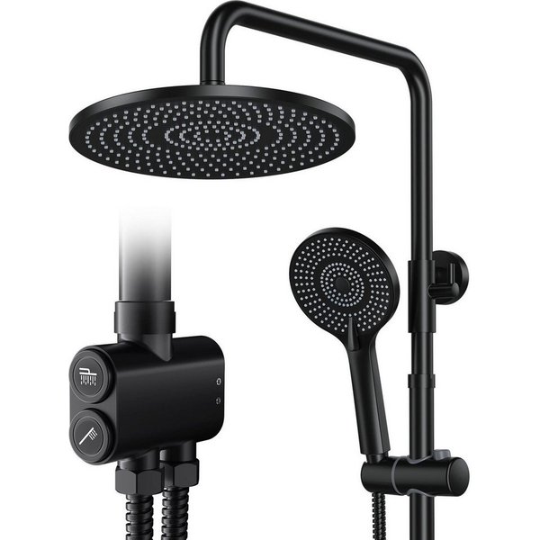 Rainsworth Duschsystem Duschkopf Set, 3 Strahlart(en), Zweifunktion Duschset mit Verteiler