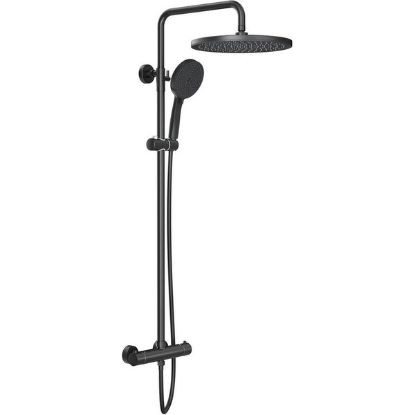 Rainsworth Duschsystem Thermostat, 3 Strahlarten, 25 cm Regendusche, 38 °C Sicherheitssperre, 3 Strahlart(en), komplett-set, 92-126 cm Duschstangen Edelstahl Du