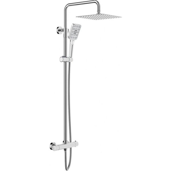 Rainsworth Duschsystem Thermostat, 3 Strahlarten, 25 cm Regendusche, 38 °C Sicherheitssperre, 3 Strahlart(en), komplett-set, 92-126 cm Duschstangen Edelstahl Du