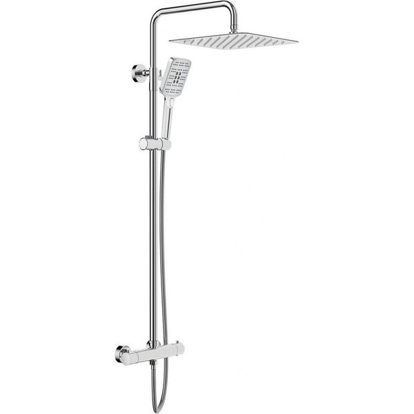 Rainsworth Duschsystem Thermostat, 3 Strahlarten, 25 cm Regendusche, 38 °C Sicherheitssperre, 3 Strahlart(en), komplett-set, 92-126 cm Duschstangen Edelstahl Du