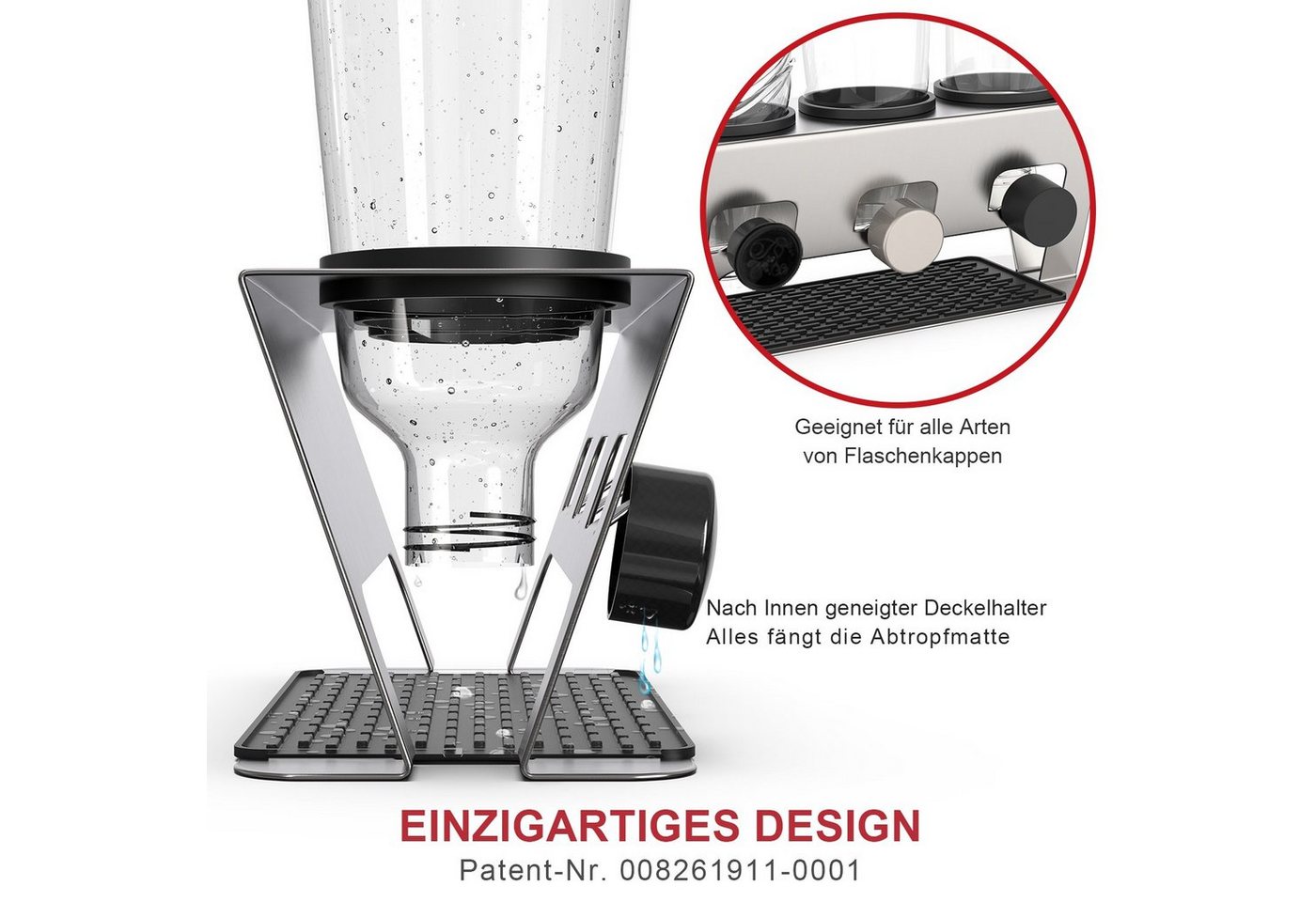 Rainsworth Flaschenhalter, (SodaStream Duo & Crystal Flaschen, 3er SodaStream Zubehoer Abtropfhalter,Soda Stream Abtropfständer), Abtropfgestell Flaschentrockne – Bild 2 von 5