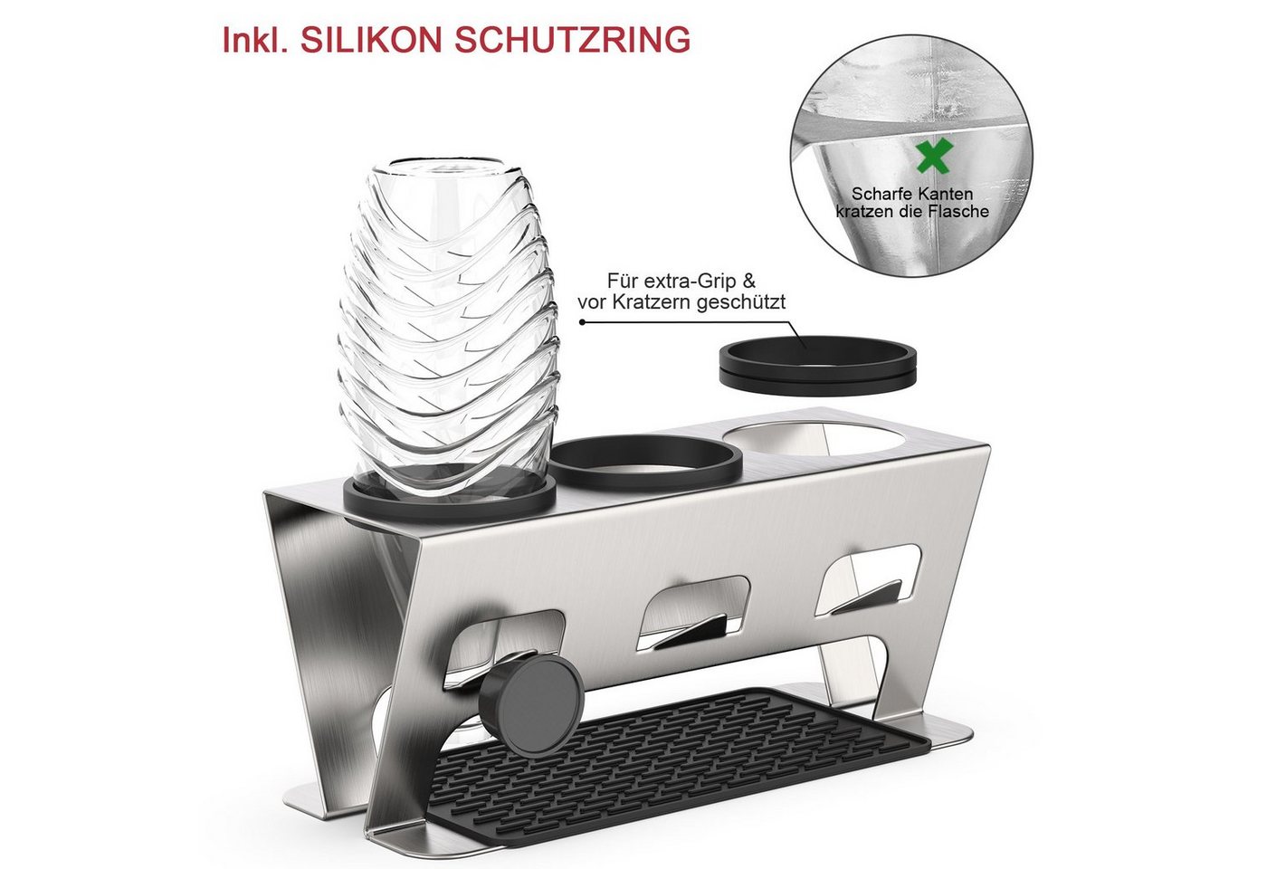 Rainsworth Flaschenhalter, (SodaStream Duo & Crystal Flaschen, 3er SodaStream Zubehoer Abtropfhalter,Soda Stream Abtropfständer), Abtropfgestell Flaschentrockne – Bild 5 von 5