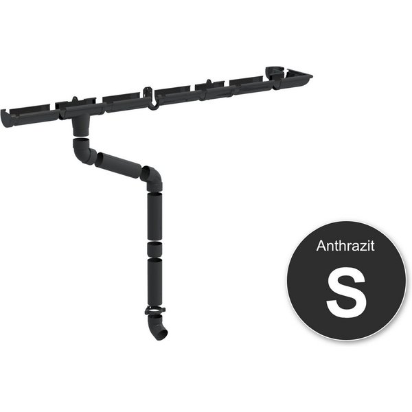RainWay Dachrinne, Regenrinnen Komplettset (1 Dachseite) - PVC-U Kunststoff in 4 Farben, für Dachflächen < 100m² empfohlen (Komplettes Set - 4 Meter) Regenrinne