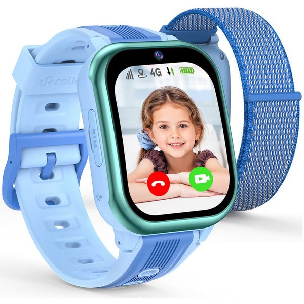 Ralio R5 Plus 4G Smartwatch Kinder, Kinderuhr mit gebogenes Ultra-HD Display Smartwatch (gebogenes Ultra-HD-Display cm/1.7 Zoll) 3 Tage Akkulaufzeit, GPS-Ortung