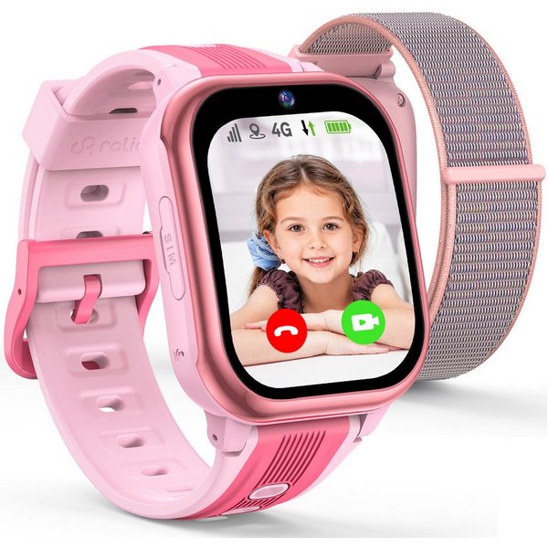 Ralio R5 Plus 4G Smartwatch Kinder, Kinderuhr mit gebogenes Ultra-HD Display Smartwatch (gebogenes Ultra-HD-Display cm/1.7 Zoll) 3 Tage Akkulaufzeit, GPS-Ortung
