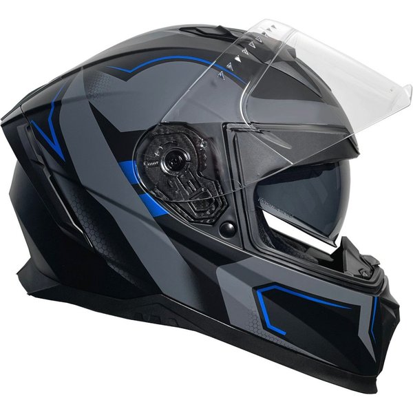 RALLOX Helmets Motorradhelm Integralhelm 69-B Motorradhelm Helm blau grau matt S M L XL, integrierte Sonnenblende