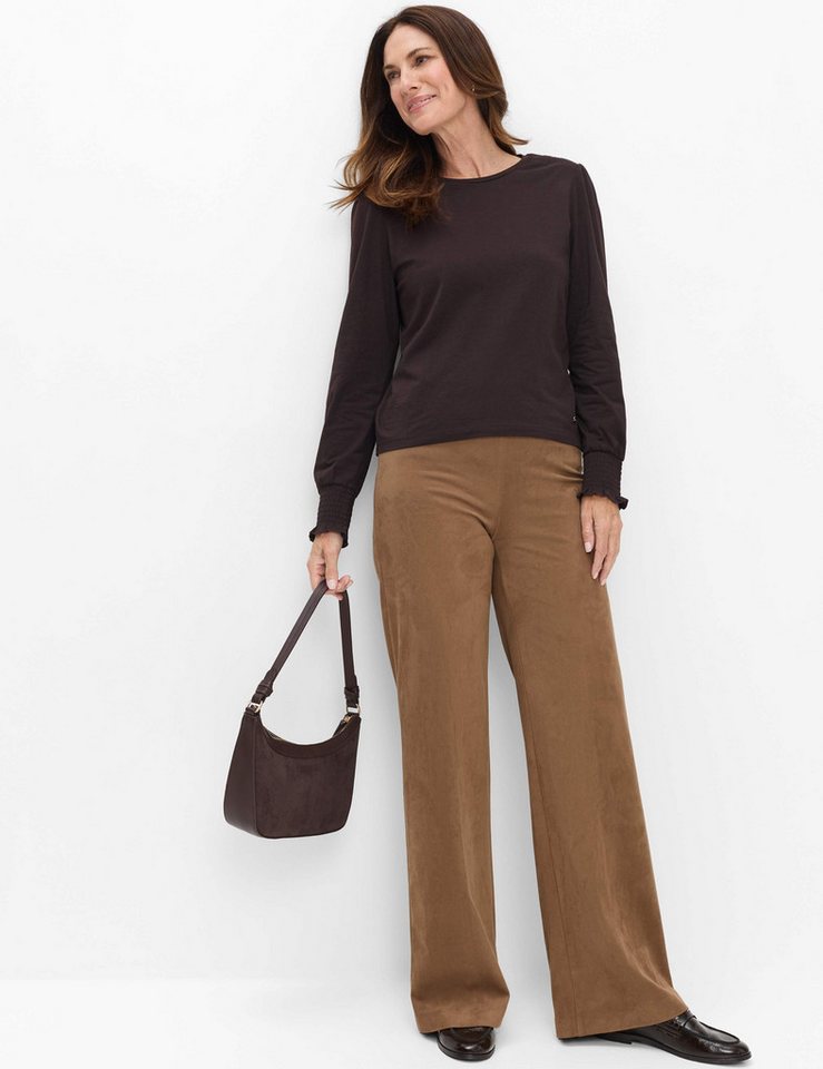 RAPHAELA by BRAX Boyfriend-Hose Style DamenpulloverTH FLARED Velourslederoptik: Marlenehose im Super Slim Fit – Bild 3 von 5
