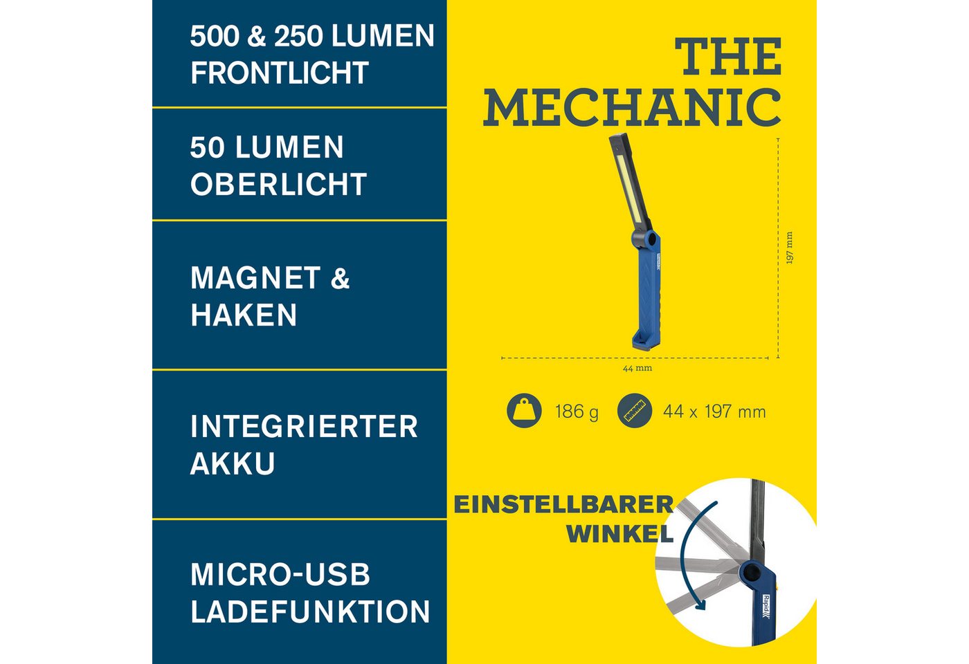 Rapid Arbeitslicht The Mechanic LED Arbeitsleuchte Akku 500lm Magnet Werkstatt 5001733 – Bild 2 von 5