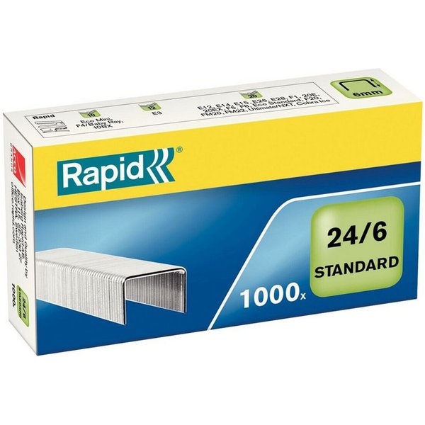 Rapid Heftklammer 24/6, 1.000 Stück/Pack, Heftleistung 20 Blatt