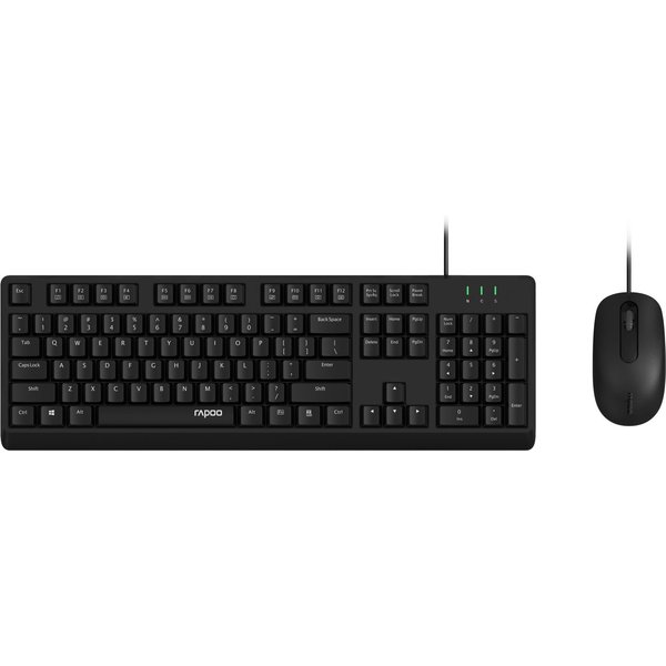 Rapoo NX1500 DE Kabel-Set, Maus & Tastatur, Ergonomisches Tastatur- und Maus-Set, Effizientes Duo für Büro & Zuhause