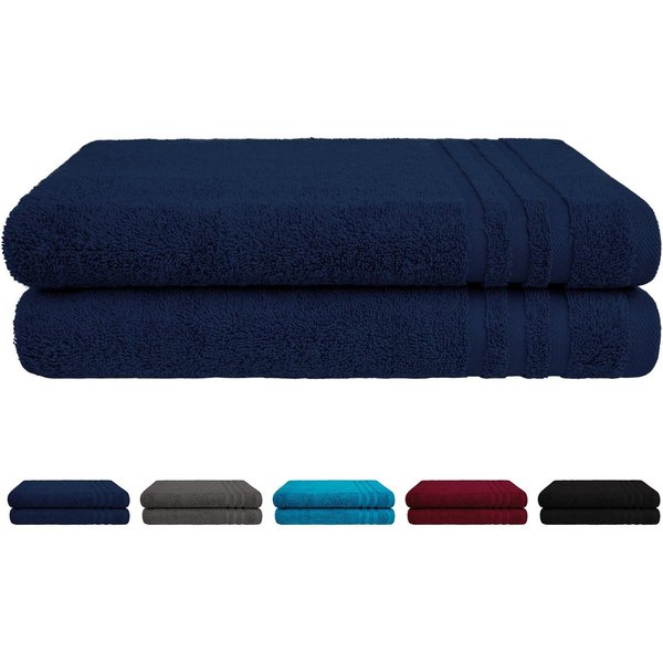 Rapp Badaustattung Duschtücher Duschtuch-Set navy, Walkfrottee (2-St), ca. 70x140 cm Badetücher Duschtücher in Uni Farben 100% Baumwolle
