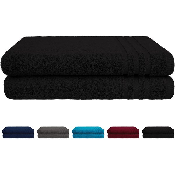 Rapp Badaustattung Duschtücher Duschtuch-Set schwarz, Walkfrottee (2-St), ca. 70x140 cm Badetücher Duschtücher in Uni Farben 100% Baumwolle