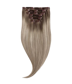 Rapunzel of Sweden Classic Clip-ins Straight / Medium Volume / 7 pieces Dark Ashy Blonde Balayage B2.6/10.7 60 cm Haarverlängerung · 120 g