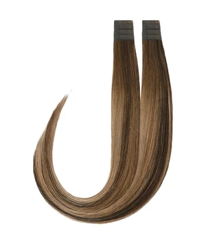 Rapunzel of Sweden Premium Tape Extensions Straight / Classic Tape 4 cm / 8 pieces Hazelnut Caramel Balayage B2.3/5.0 50 cm Haarverlängerung · 20 g