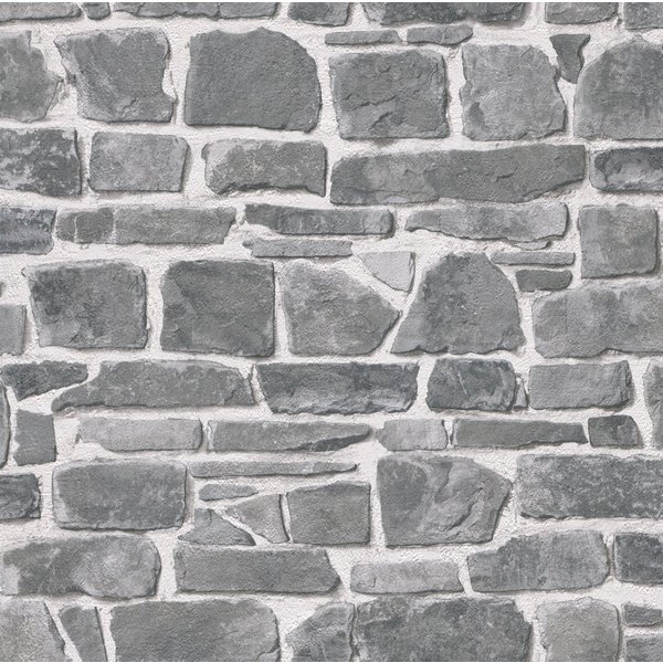 Rasch Papiertapete Steinoptik Grau Silber, glatt, Steinoptik, (1 Rolle, 1 St., 10,05 m x 0,53 m), gute Lichtbeständigkeit, feucht abwischbar, naß zu entfernen