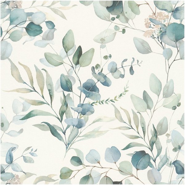 Rasch Vliestapete Eukalyptus-Motiv Creme Grün, Naturoptik, (1 Rolle, 1 St., Kollektion 'Kids World II' - 10,05 m x 0,53 m), gute Lichtbeständigkeit, feucht abwi
