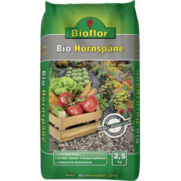 Bioflor Rasendünger Bioflor Hornspäne 2,5kg organisch, für ca. 60 m²