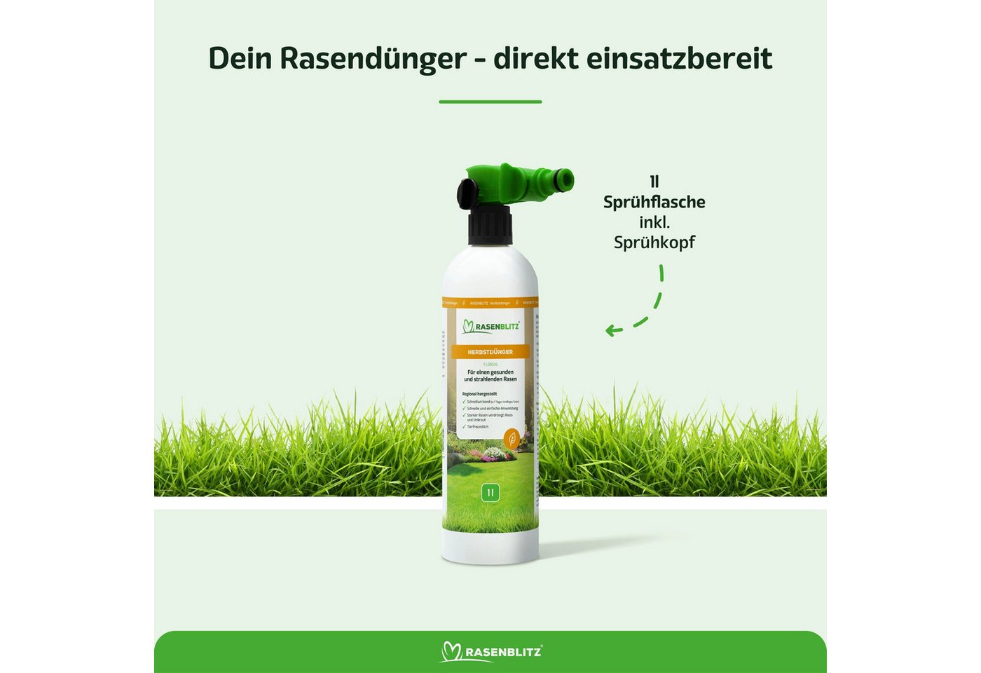 RASENBLITZ Rasendünger RASENBLITZ™ - HERBSTDÜNGER, Flüssiger Herbstdünger mit einfacher Schlauch-Anwendung – Bild 2 von 5
