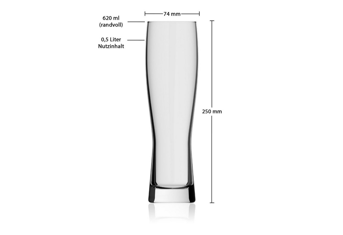 rastal Bierglas Monaco Slim Weizenbiergläser 0,5 l 6er Set, 6-tlg., Glas – Bild 2 von 2