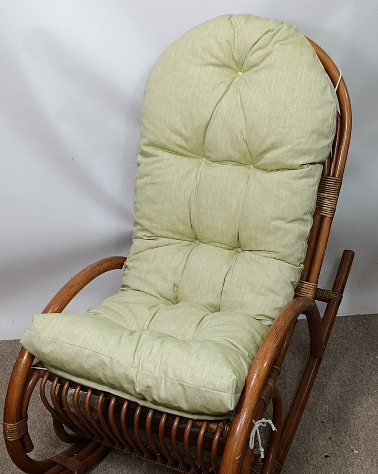 Rattani Polsterauflage Polster, Kissen für Schaukelstuhl, Liegestuhl 125 x 50 x 10 cm, (1 Polster für Schaukelstuhl), Stoff Uni Boheme Verde . Viele weitere Far – Bild 3 von 3