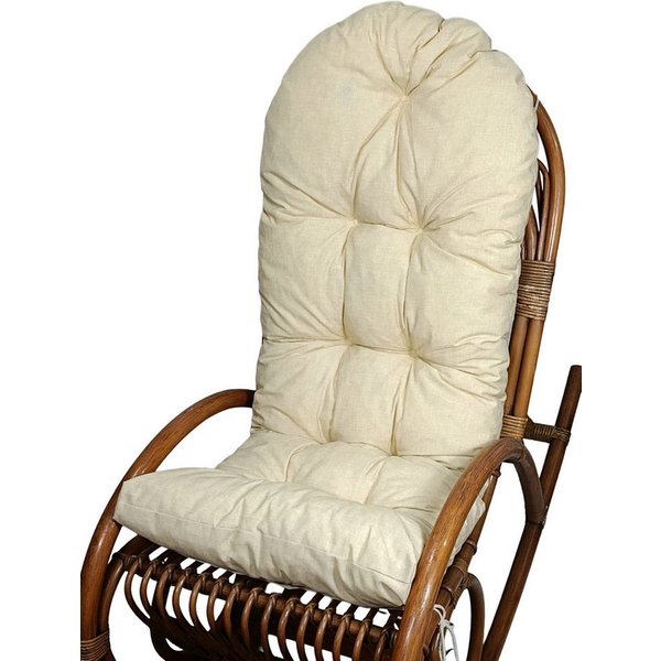Rattani Polsterauflage Polster, Kissen für Schaukelstuhl, Liegestuhl 130 x 50 x 10 cm, Stoff Uni Living beige . Viele weitere Farben lieferbar .