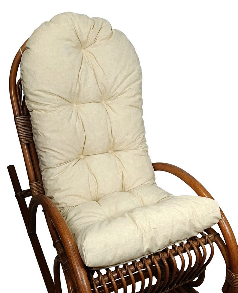 Rattani Polsterauflage Polster, Kissen für Schaukelstuhl, Liegestuhl 130 x 50 x 10 cm, Stoff Uni Living beige . Viele weitere Farben lieferbar . – Bild 2 von 3