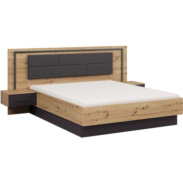 rauch Bettanlage Bett Doppelbett Komortbett BILBAO-EXTRA, (Set, 3-tlg., Liegefläche 160x200 oder 180x200 cm), Polster-Kopfteil in Lederoptik basalt, mit Beleuch