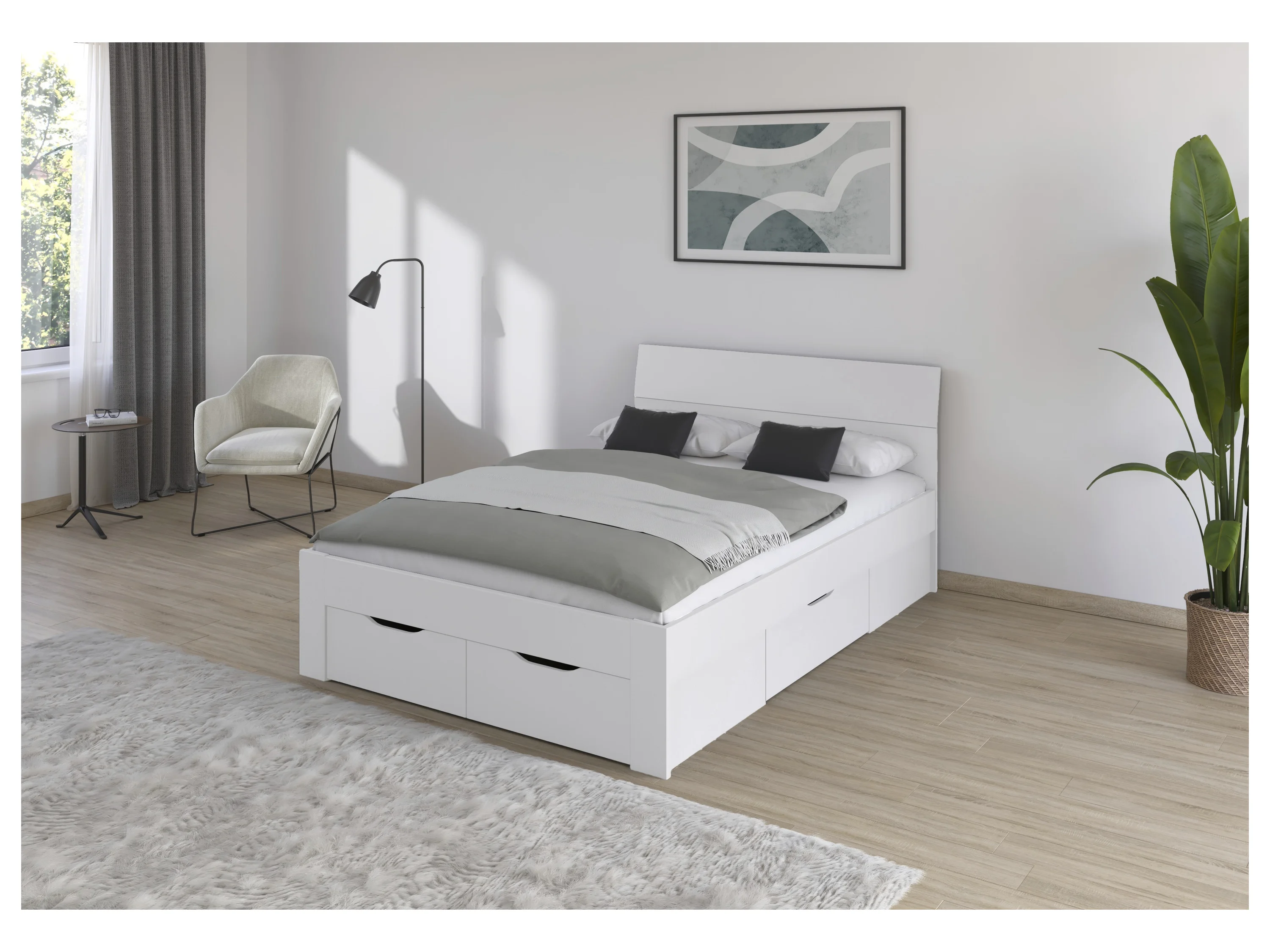 RAUCH BLUE Flexx Bett, Ergänzung Alabama (inkl. Sockelschubkästen, Alpinweiß, 140 x 200 cm) – Bild 2 von 4
