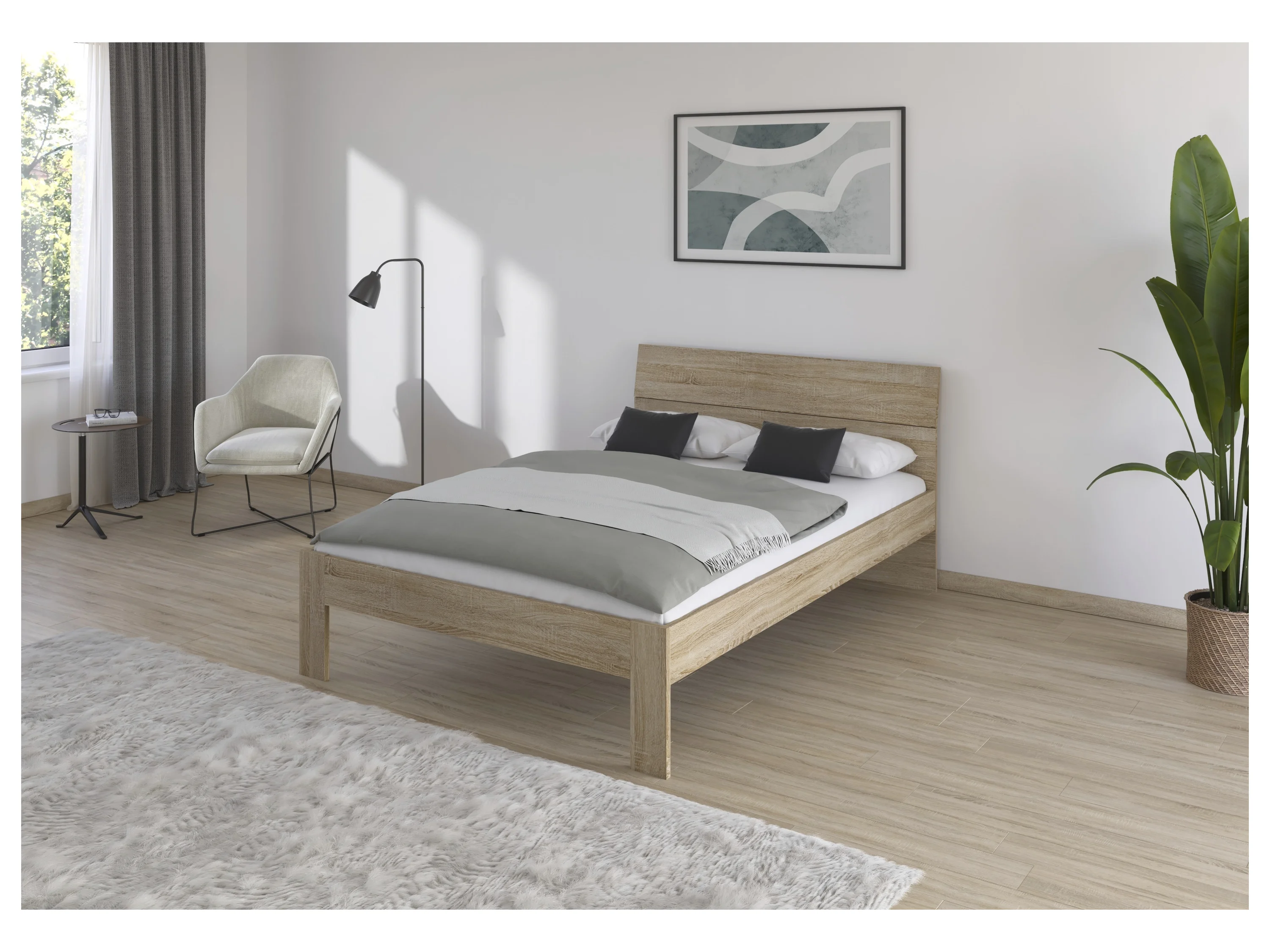 RAUCH BLUE Flexx Bett, Ergänzung Alabama (ohne Sockelschubkästen, Dekor-Druck Eiche Sonoma, 140 x 200 cm) – Bild 2 von 4