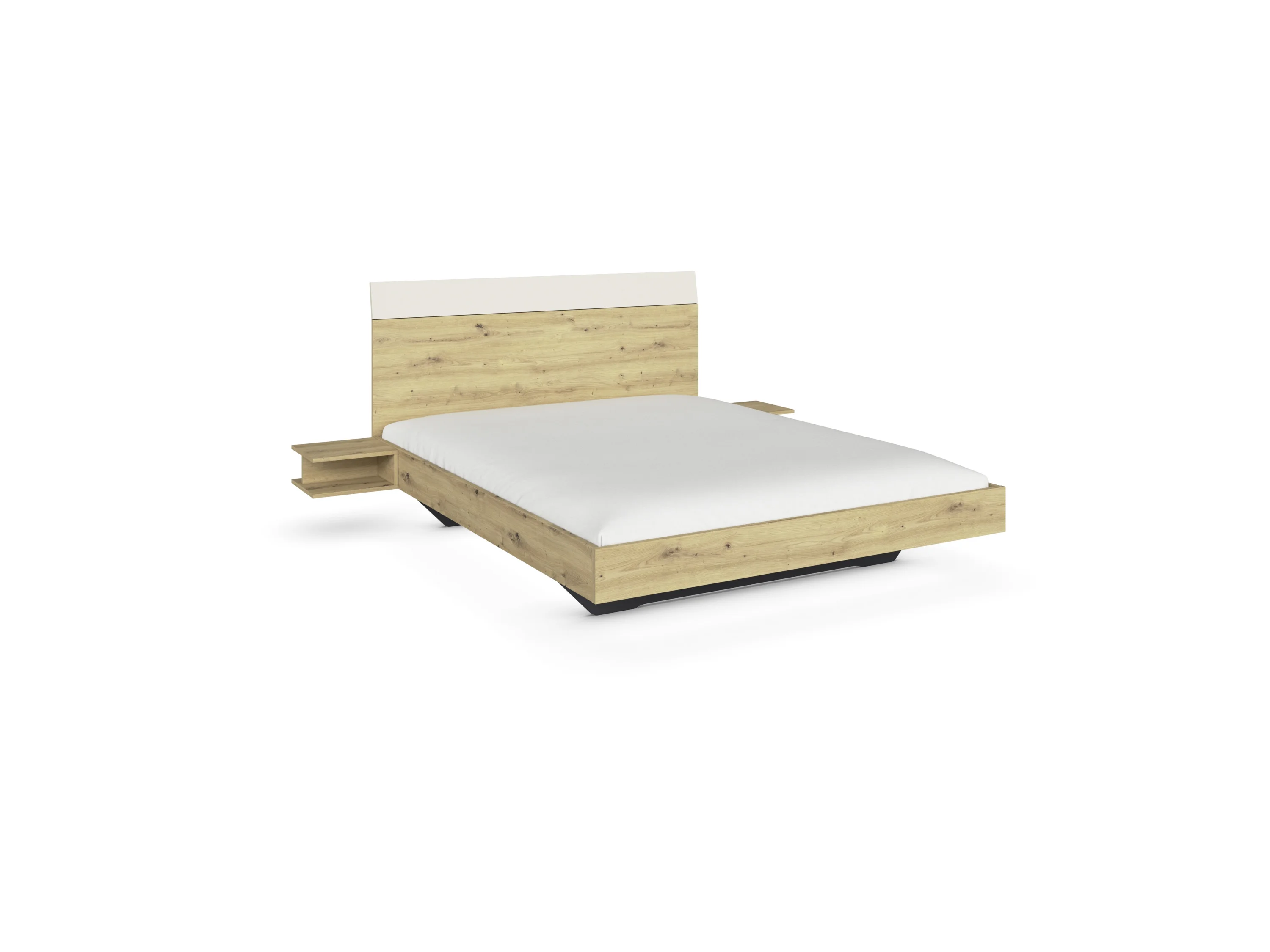RAUCH BLUE Monza Set: Bettanlage inkl. Nachttische, Schwebetürenschrank 218 cm (Set: Bett Kleiderschrank, Eiche Artisan/Beige, Breite 502 cm / Höhe 210 cm) – Bild 4 von 4