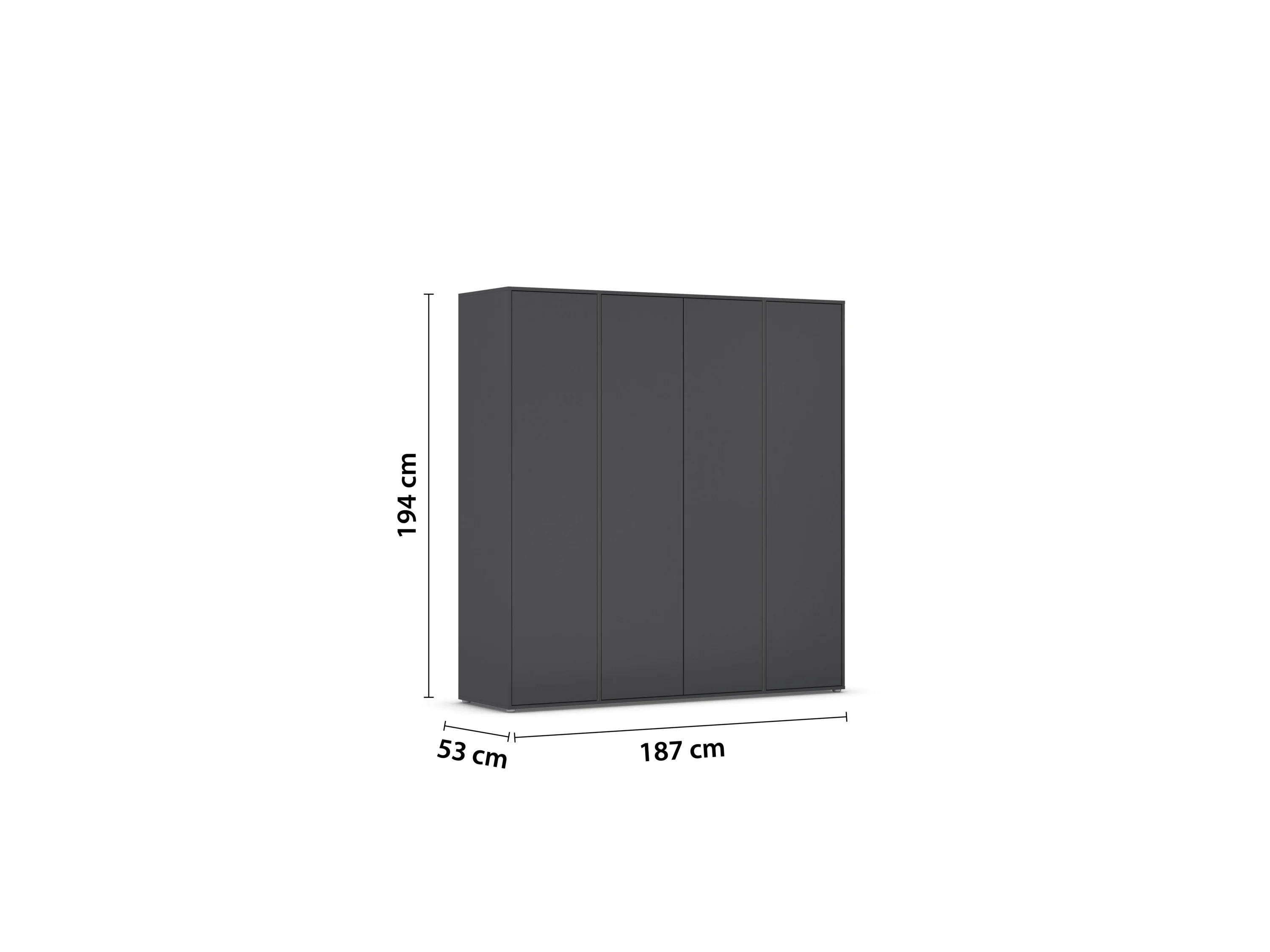 RAUCH BLUE Nabila Drehtürenschrank (Basic-Zubehör, graumetallic, Breite 187 cm / Höhe 194 cm) – Bild 4 von 4