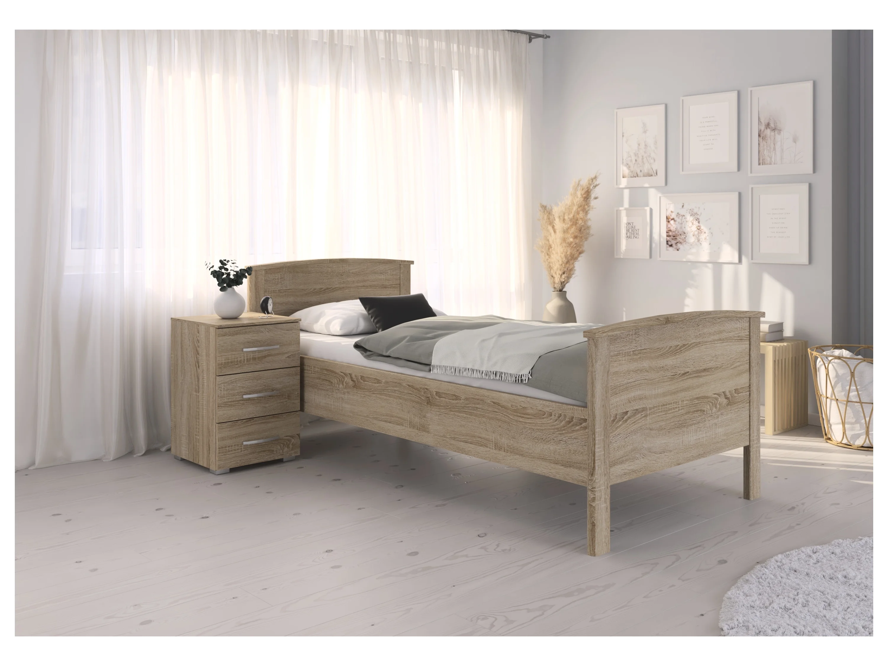 RAUCH BLUE Torrent Bett Komforthöhe, Liegefläche 90 cm (Eiche sonoma, Breite 100 cm / Höhe 85 cm) – Bild 2 von 4
