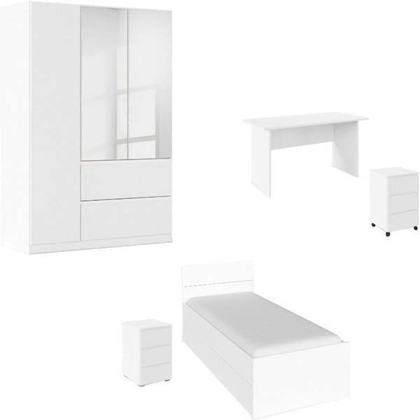 rauch Jugendzimmer-Set Komplettzimmer Schlafzimmer-Set (5-St) Jugendzimmer-Set JOEL, (Set, 5-tlg., Bett 90x200 oder 140x200 cm, Ausstattungspakete BASIC/CLASSIC