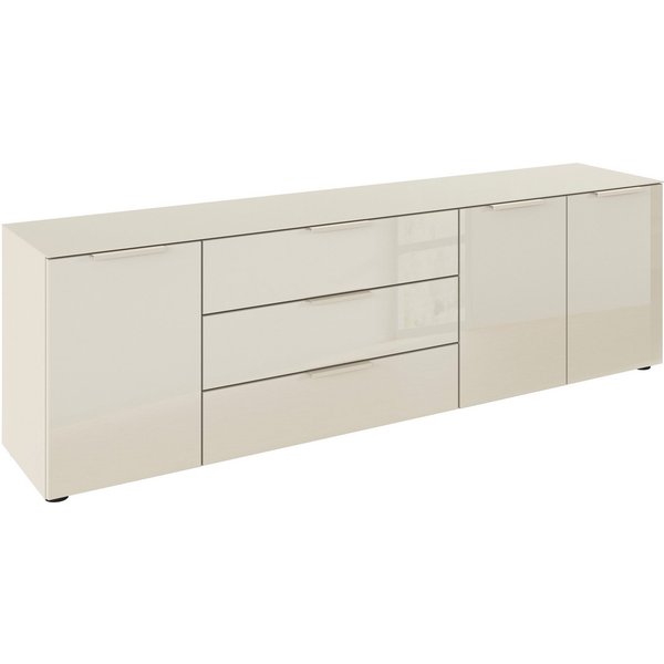 rauch Kombikommode Kommode Türkommode Sideboard Kombikommode FLIPP mit Glasfront (Breite 200 cm mit 2 Einlegeböden), 3-türig, 3 Schubladen, Soft-Close-Funktion,