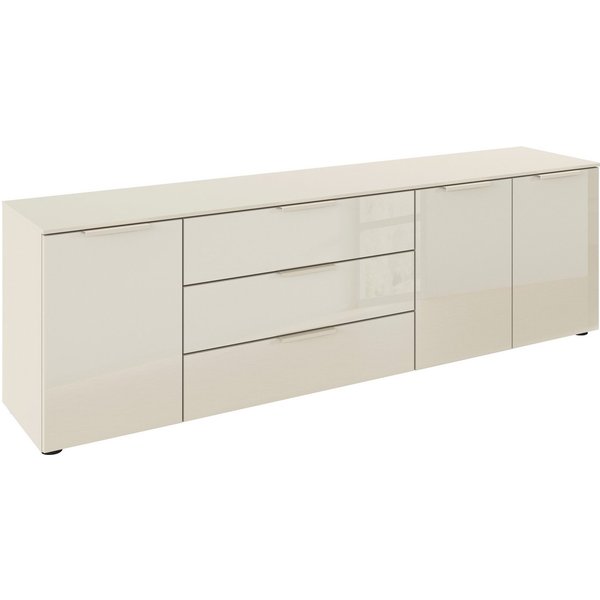 rauch Kombikommode Kommode Türkommode Sideboard Kombikommode FLIPP mit Glasfront (Breite 200 cm mit 2 Einlegeböden), 3-türig mit 3 Schubladen und Soft-Close-Fun