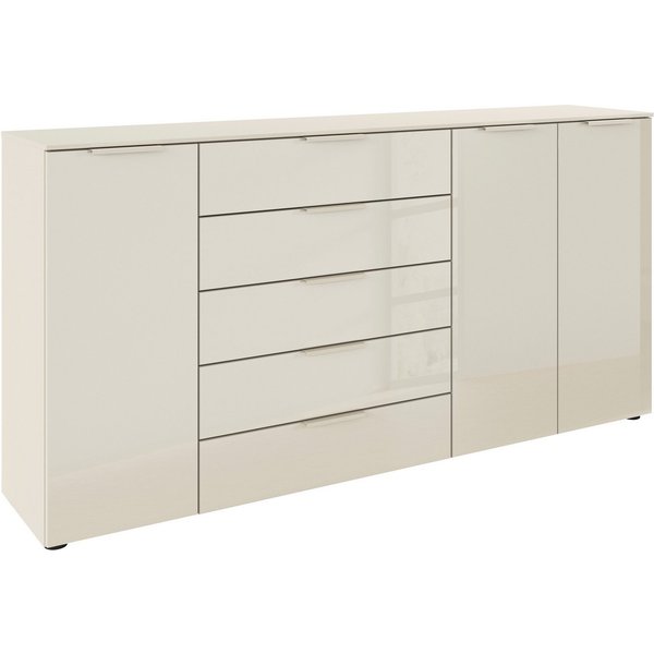 rauch Kombikommode Kommode Türkommode Sideboard Kombikommode FLIPP mit Glasfront (Breite 200 cm mit 4 Einlegeböden), 3-türig mit 5 Schubladen und Soft-Close-Fun