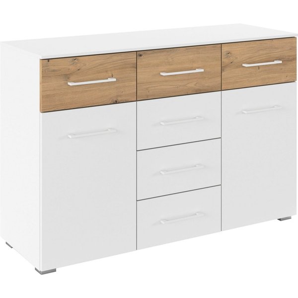 rauch Kombikommode Sideboard Kommode Schubladenkommode Türenkommode BOSTON-EXTRA (B/H/T: 120/81/42 cm), mit 6 geräumigen Schubladen, Einlegeböden verstellbar MA