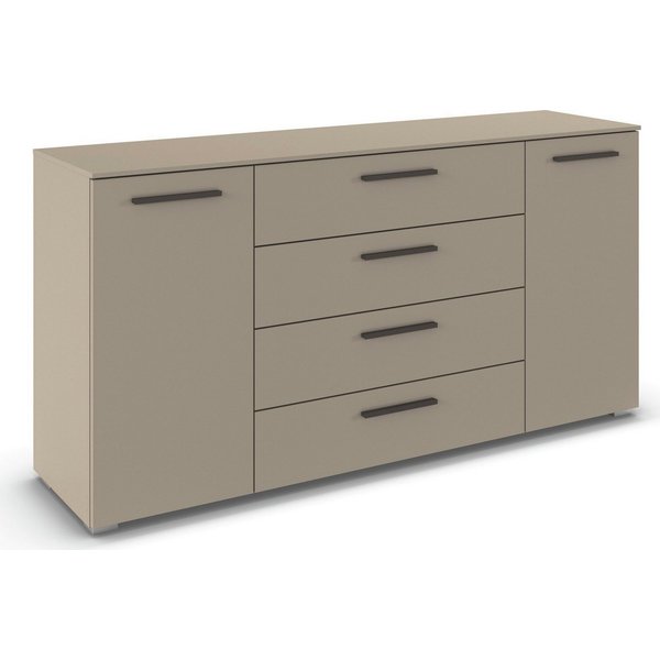 rauch Kombikommode Sideboard Schubkommode Kommode MONTCLAR Front Dekor/Hochglanz/Glas (Breite 160 / Höhe 81 cm, 2 Einlegeböden, inkl. Soft-Close-Funktion), 2-tü