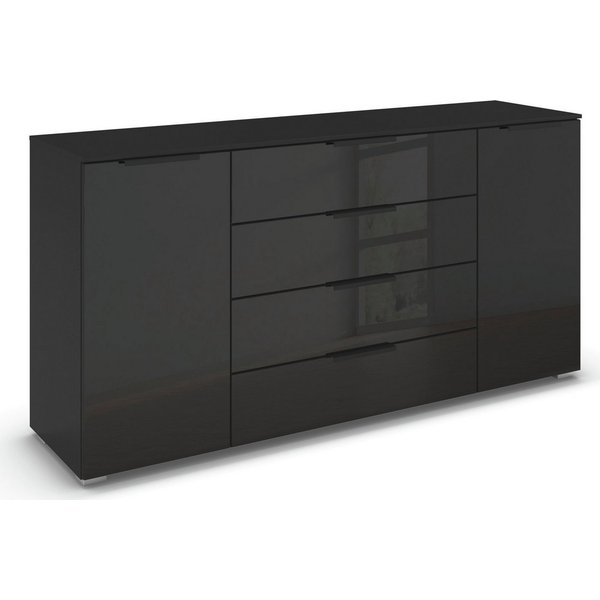 rauch Kombikommode Sideboard Schubkommode Kommode MONTCLAR Front Dekor/Hochglanz/Glas (Breite 160 / Höhe 81 cm, 2 Einlegeböden, inkl. Soft-Close-Funktion), 2-tü
