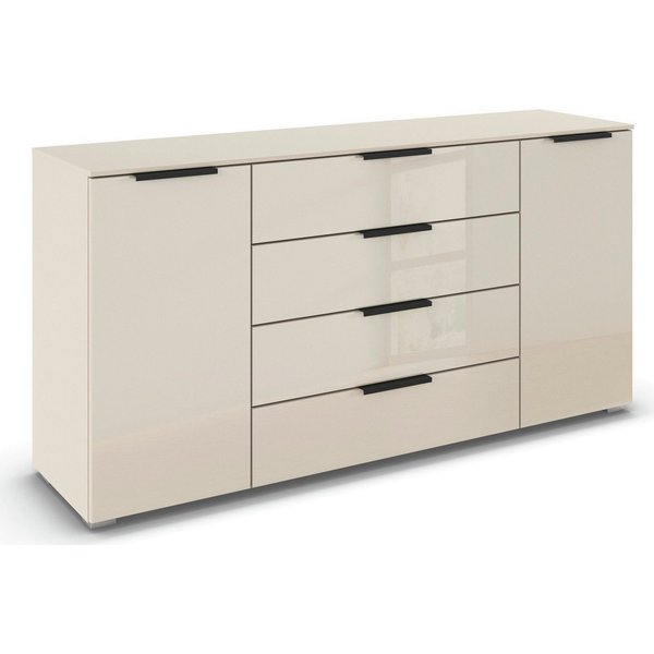 rauch Kombikommode Sideboard Schubkommode Kommode MONTCLAR Front Dekor/Hochglanz/Glas (Breite 160 / Höhe 81 cm, 2 Einlegeböden, inkl. Soft-Close-Funktion), 2-tü