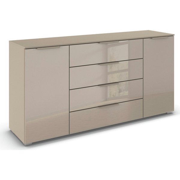 rauch Kombikommode Sideboard Schubkommode Kommode MONTCLAR Front Dekor/Hochglanz/Glas (Breite 160 / Höhe 81 cm, 2 Einlegeböden, inkl. Soft-Close-Funktion), 2-tü