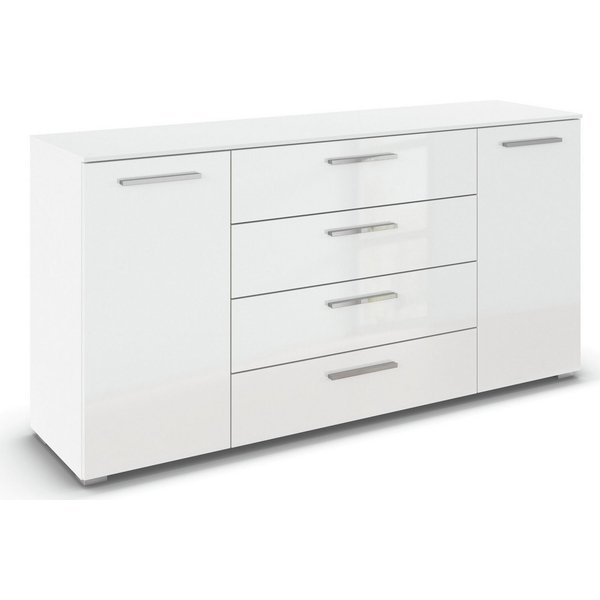 rauch Kombikommode Sideboard Schubkommode Kommode MONTCLAR Front Dekor/Hochglanz/Glas (Breite 160 / Höhe 81 cm, 2 Einlegeböden, inkl. Soft-Close-Funktion), 2-tü