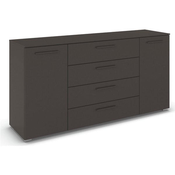 rauch Kombikommode Sideboard Schubkommode Kommode MONTCLAR Front Dekor/Hochglanz/Glas (Breite 160 / Höhe 81 cm, 2 Einlegeböden, inkl. Soft-Close-Funktion), 2-tü