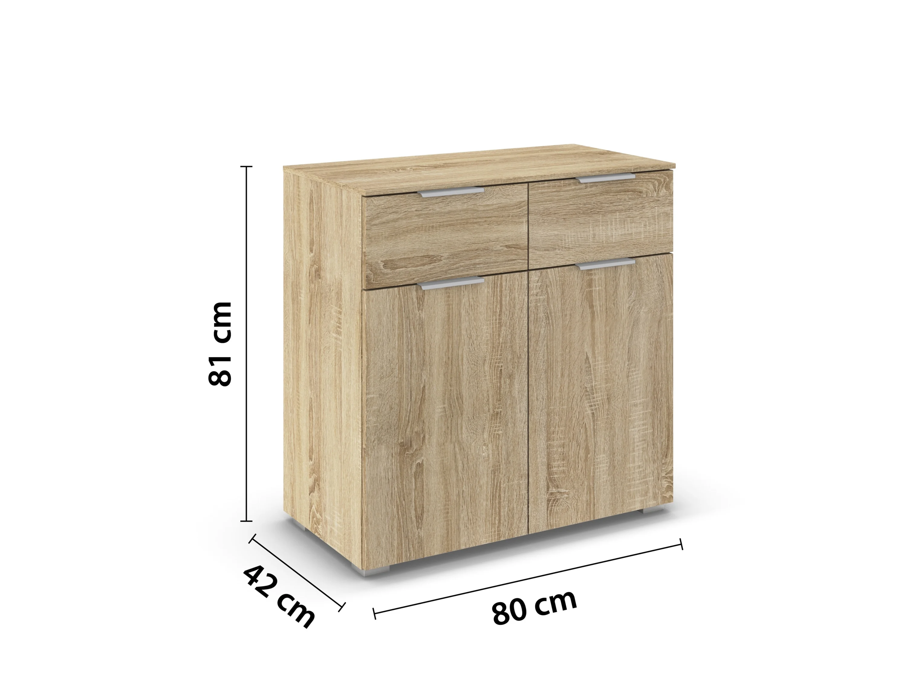 RAUCH ORANGE Alabama Kommode (2-türig, 2 Schubladen, Eiche sonoma, 80 x 81 cm) – Bild 3 von 4