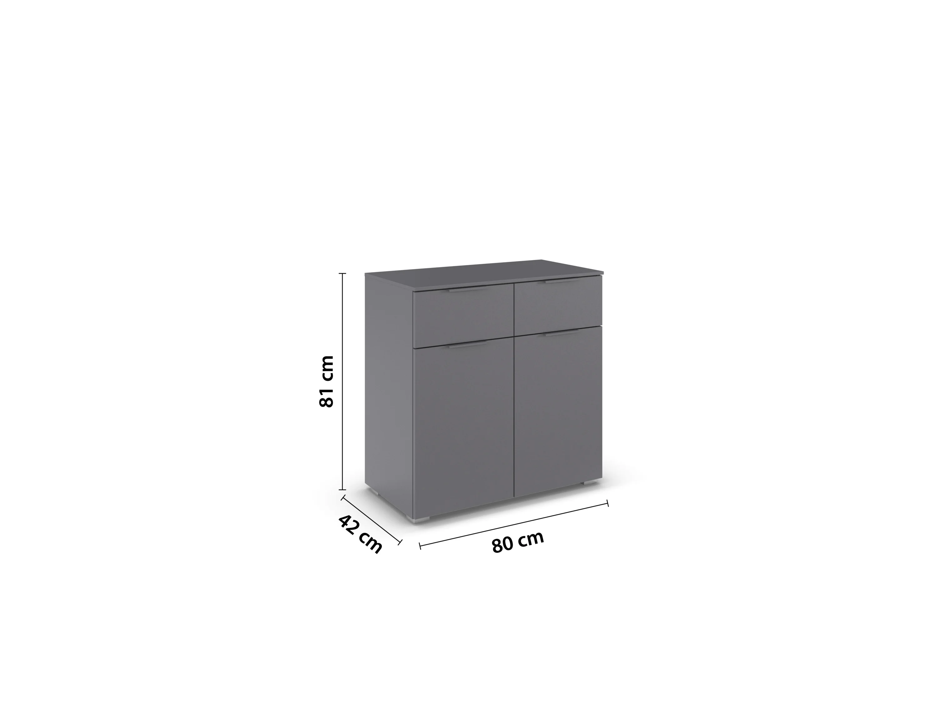 RAUCH ORANGE Alabama Kommode (2-türig, 2 Schubladen, graumetallic, 80 x 81 cm) – Bild 3 von 4