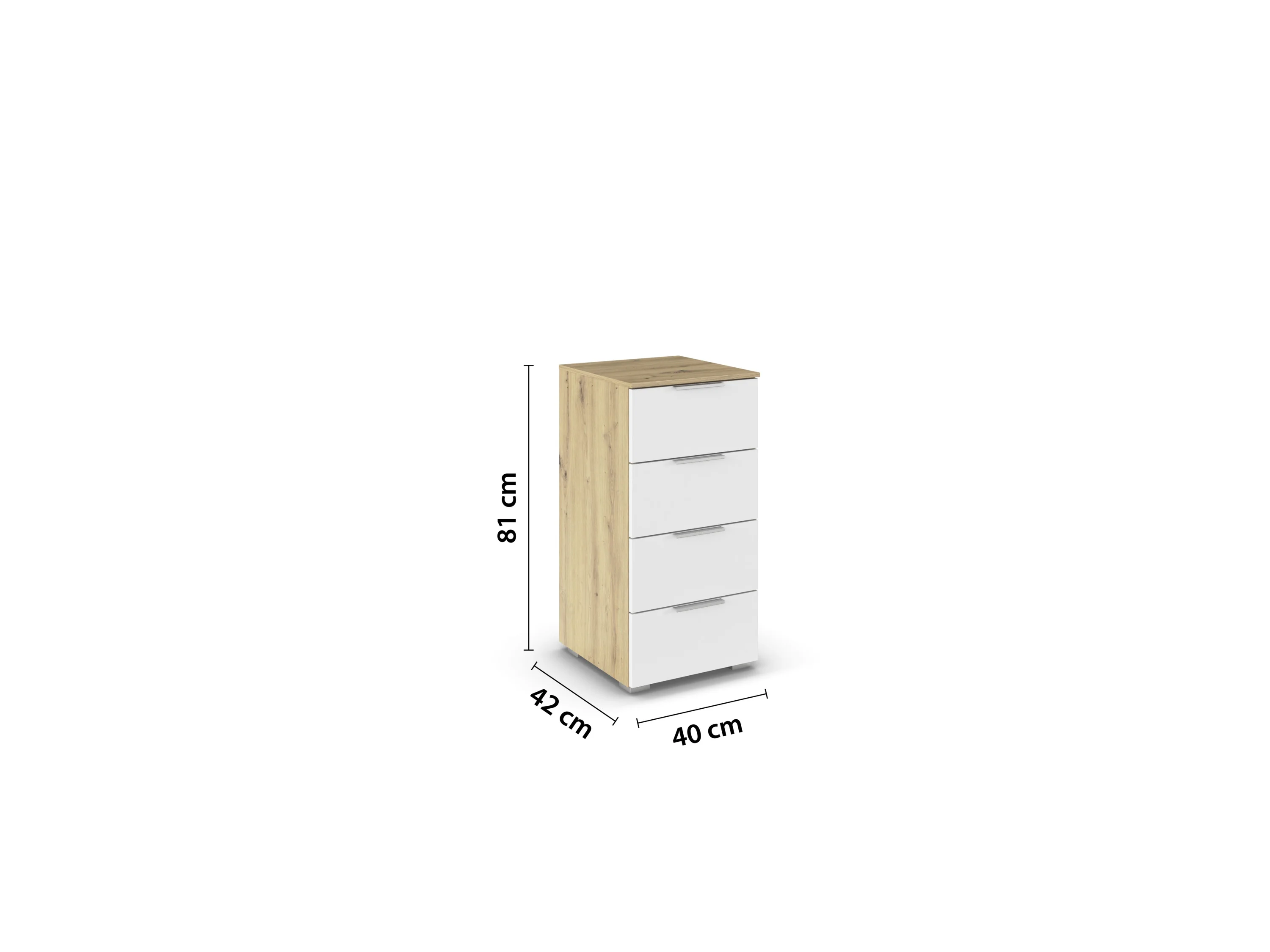 RAUCH ORANGE Alabama Kommode (4 Schubladen, Weiß/Eiche Artisan, 40 x 81 cm) – Bild 3 von 4