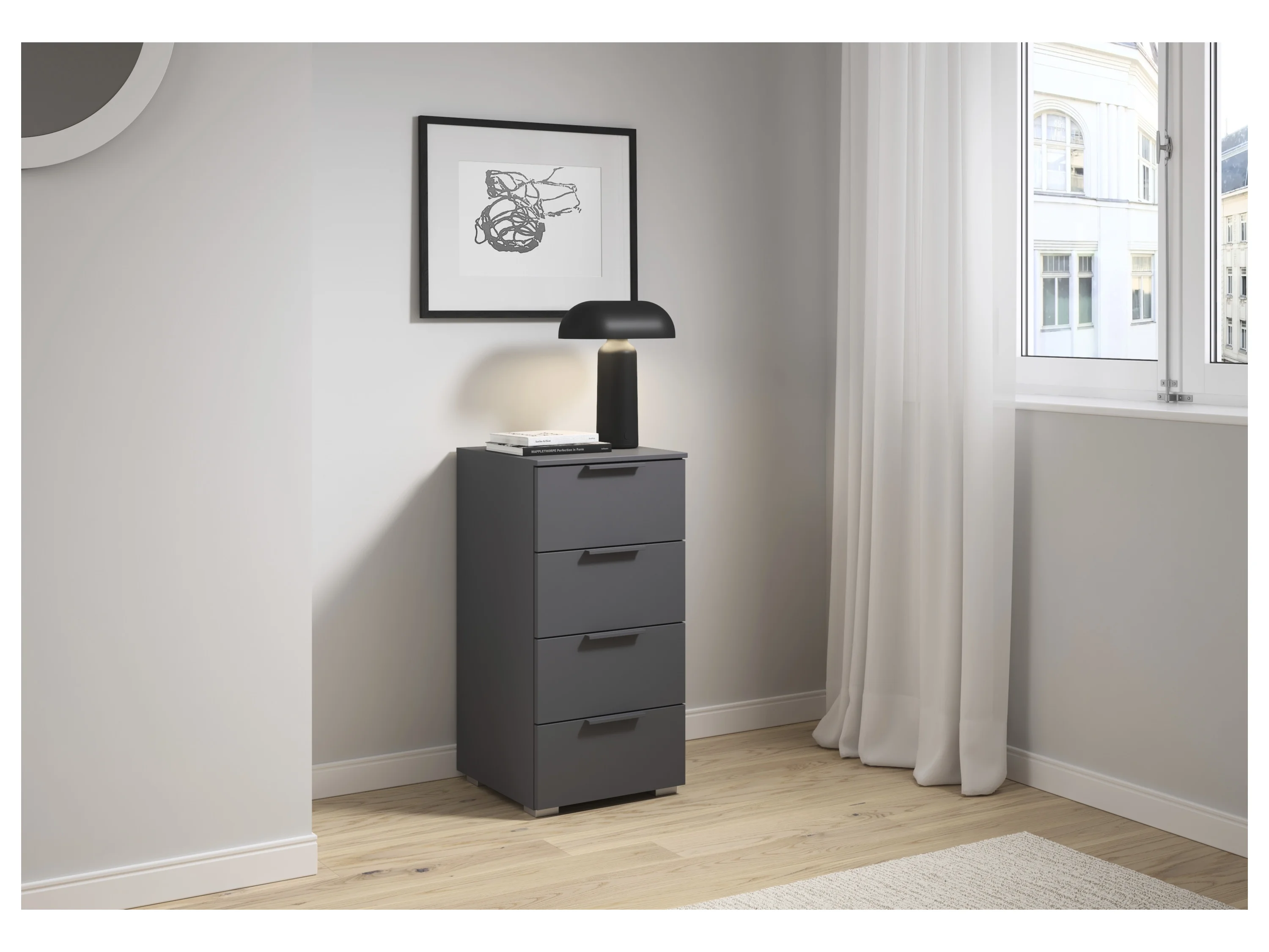RAUCH ORANGE Alabama Kommode (4 Schubladen, graumetallic, 40 x 81 cm) – Bild 2 von 4