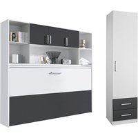 RAUCH ORANGE ALBERO Querklappbett mit Regalelement und Schrank (Alpinweiß, Grau-metallic, Schrank: 1-türig)